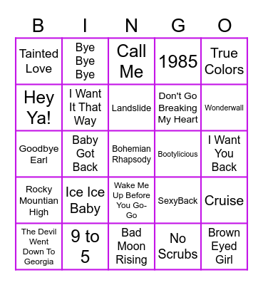 SINGO Bingo Card