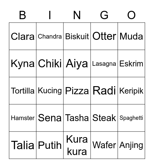 sabrilla Bingo Card