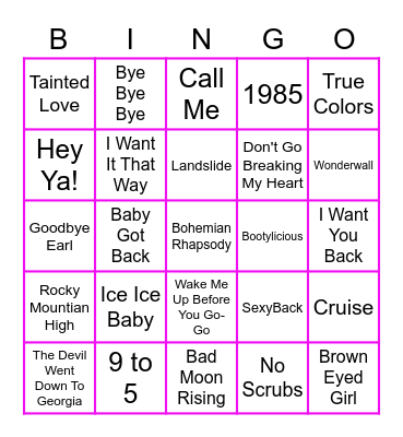 SINGO Bingo Card