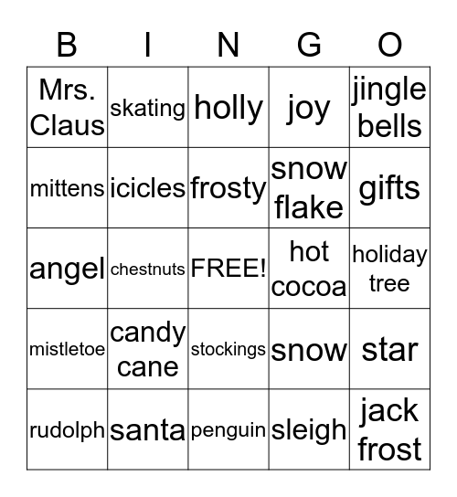 Holiday Bingo Card