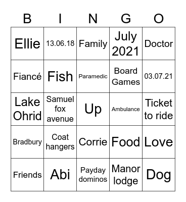 Abi & Dans Wedding Bingo Card