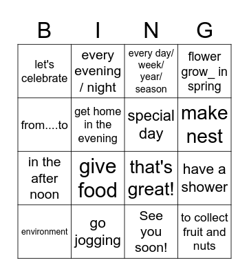 Fairyland 3 Unit 12 (1-34) Bingo Card