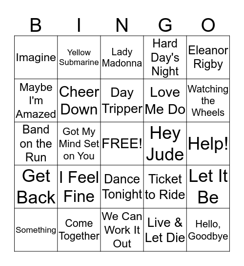 Mental Floss Music Bingo: Beatlemania Bingo Card