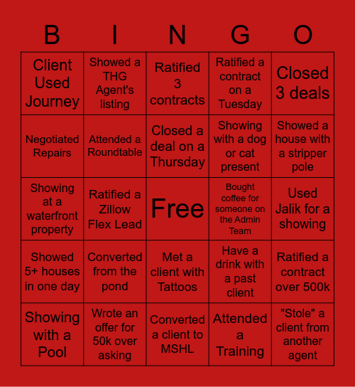 THG Bingo Card