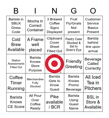 Target BINGO Card
