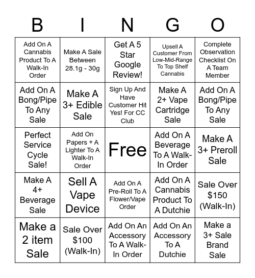 Canna Cabana Bingo! Bingo Card