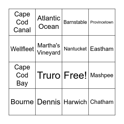 Cape Cod Bingo Card