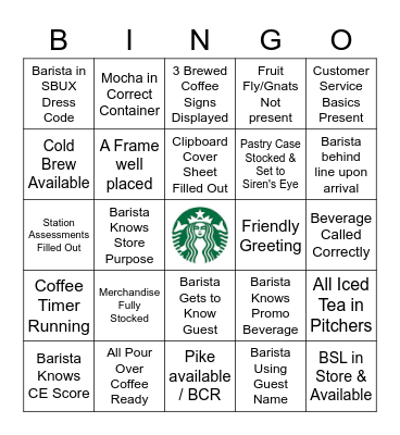 SBUX BINGO Card
