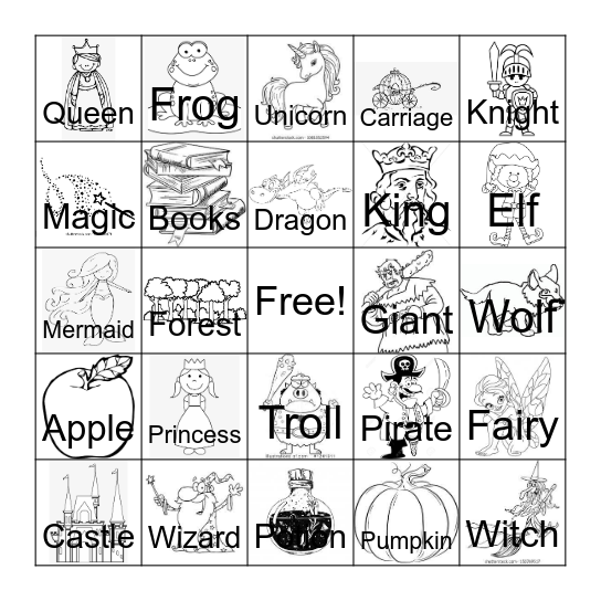 Fantasy and Fairy Tale Bingo Card