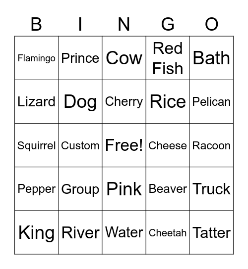 Test Bingo Card