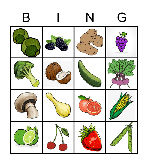 Produce Bingo Card