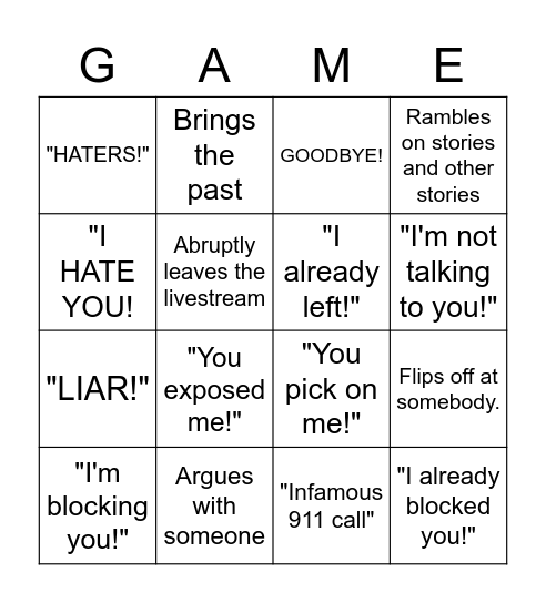 Yvonne Bingo Card