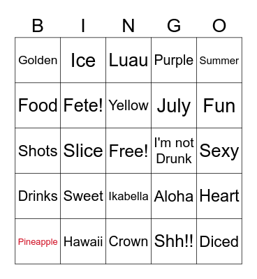 Party Like a Pineapple Bingo Card