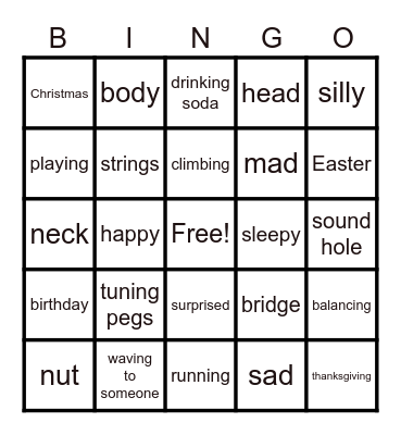 Ukulele Bingo Card