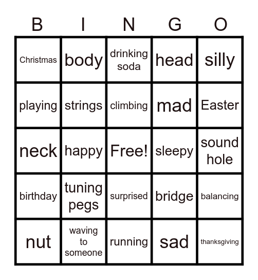 Ukulele Bingo Card