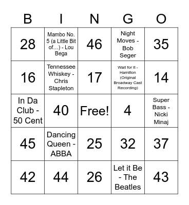 K-Days Stampede Celebration Music Bingo Card