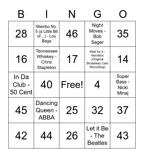 K-Days Stampede Celebration Music Bingo Card