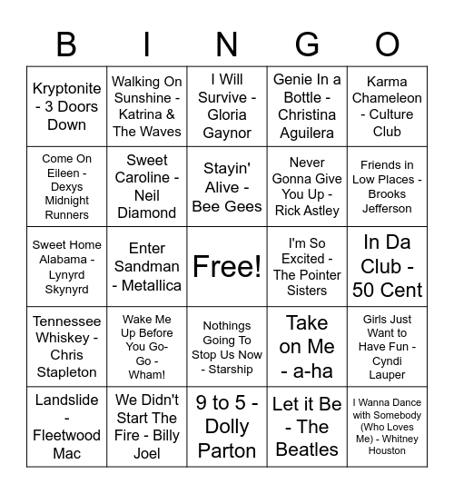 Stampede/K-Days Celebration Music Bingo 1 Bingo Card