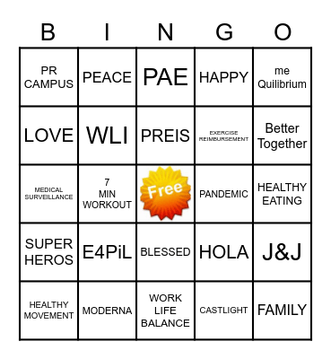 GLOBAL HEALTH TEAM BUILDING Bingo Card