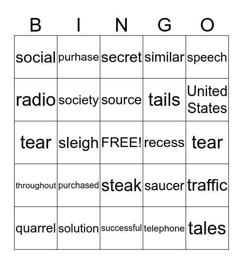 Beau Bingo Card