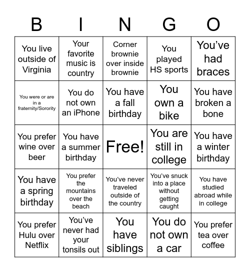 Untitled Bingo Card