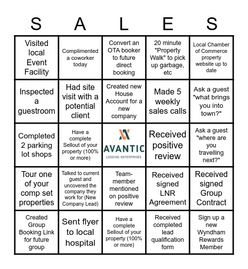 SALES AND REV MANAGEMENT BINGO Card