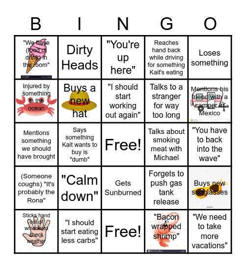 Dad Bingo Card