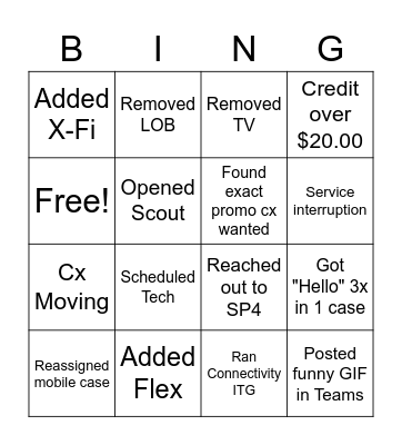 Team Pleasant Bingo Card