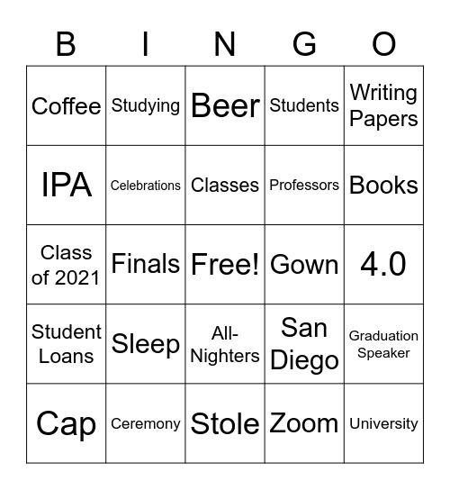 Congrats Grauates! Bingo Card