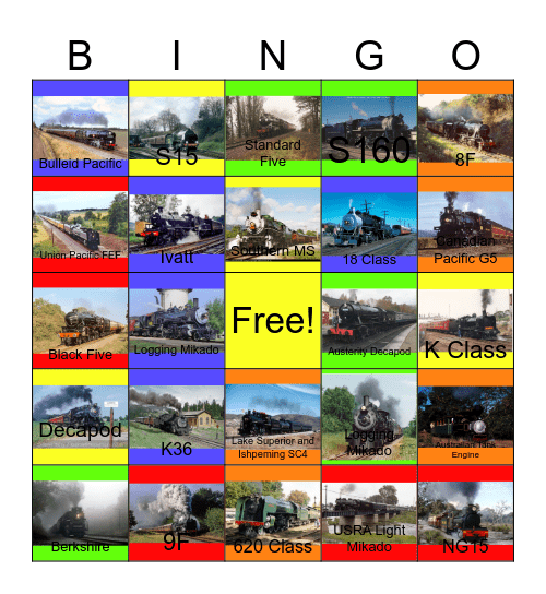 The World's Greatest Railroads Bingo Card