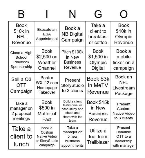 July Bingo Card