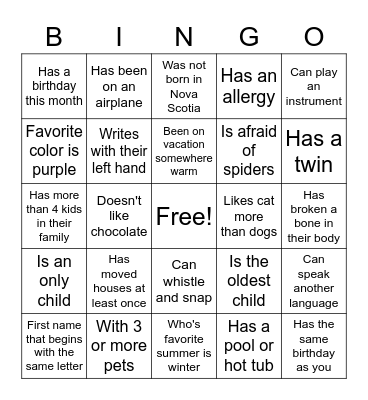 Find someone who... Bingo Card