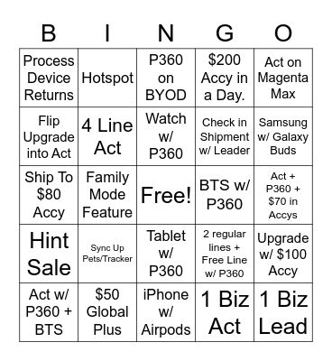 Altus Bingo Card