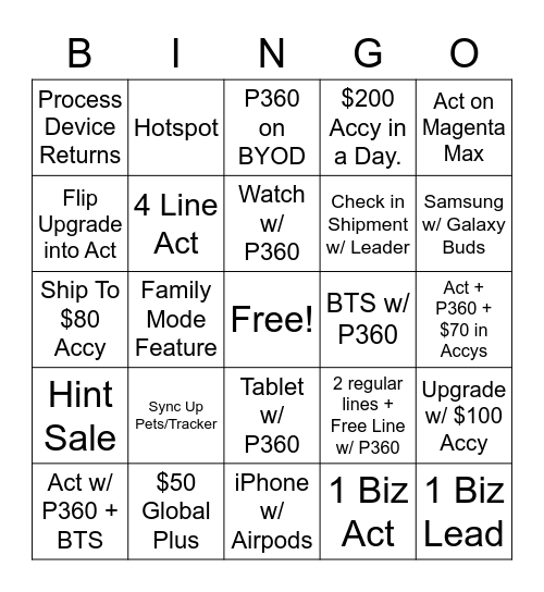Altus Bingo Card