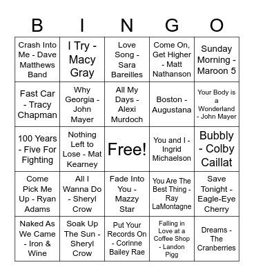 Sunny Day Bingo Card