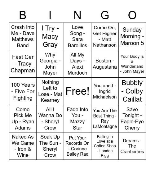 Sunny Day Bingo Card