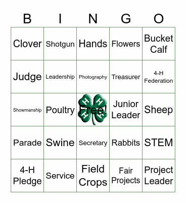 4-H BINGO Card