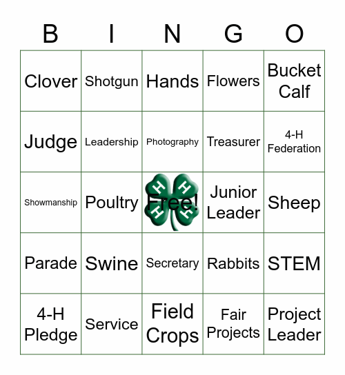 4-H BINGO Card