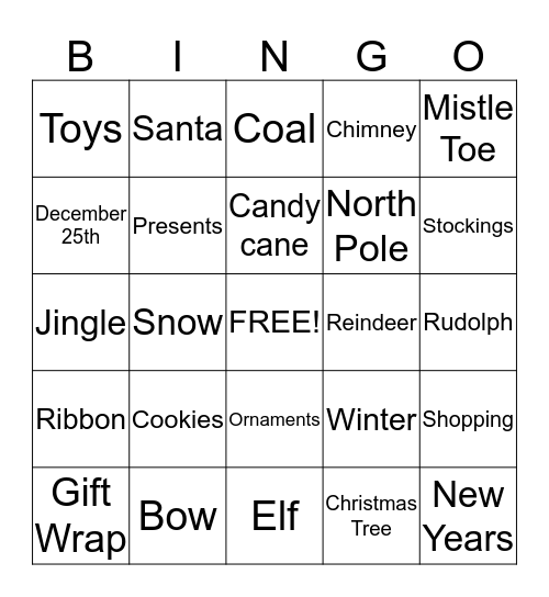 CHRISTMAS Bingo Card