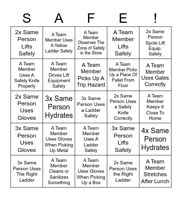 GYB Safety Search Bingo Card
