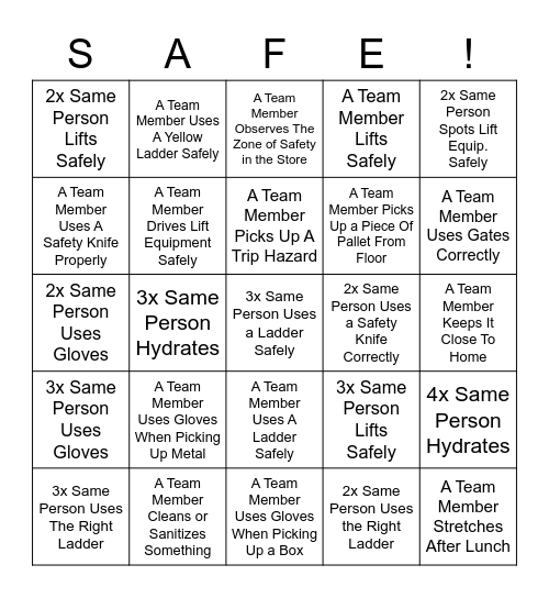 GYB Safety Search Bingo Card