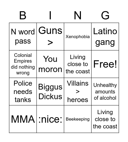 Caudillo Bingo Card