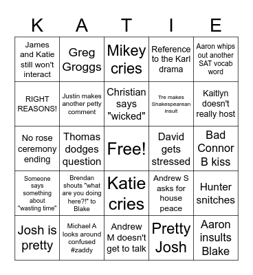 Bachelorette - Episode 4! Bingo Card