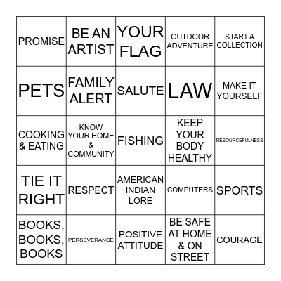 CUB SCOUT BINGO Card