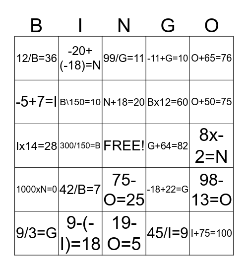 Bingo Card