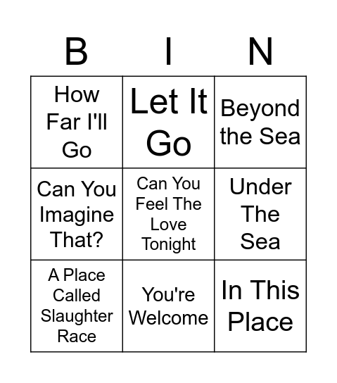 Tyler's BINGO Card