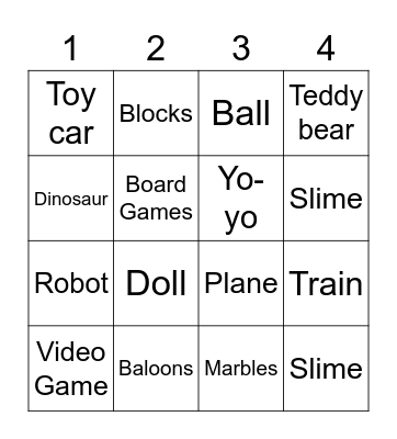 My Toys - Bingo Card