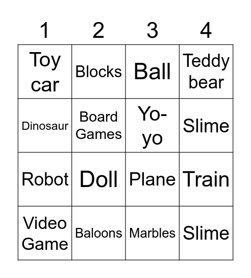 My Toys - Bingo Card