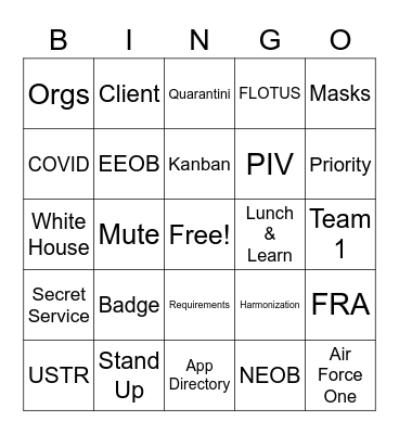 EOP Stand Down Bingo Card