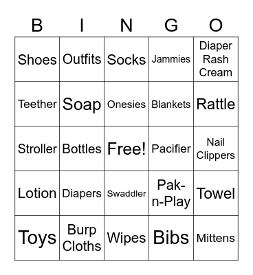 Baby Bingo Card